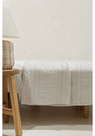 Koza Home Assos Krem Taş Yıkama Çift Kişilik Yatak Örtüsü 230x250 5035 514007 Diğer