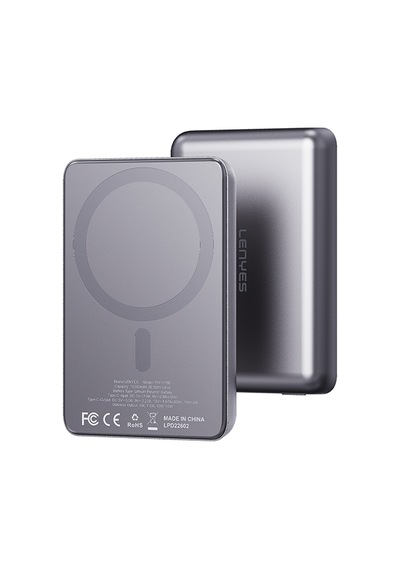 Lenyes Pw1015d Ultra İnce Led Göstergeli Wireless Powerbank 15w 10000mah Gri