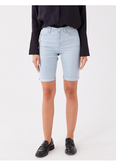 Lcw Jeans İndigo Normal Bel Bermuda Fit Kadın Jean Şort