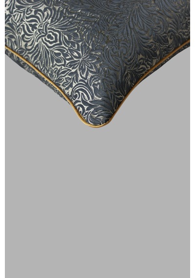 Kırlent Kılıfı Desenli Jakarlı Dokuma Kumaş 2'li 45x45 Ve 35x50 Çift Taraflı Biyeli Füme
