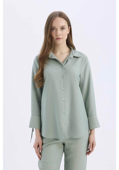 DeFacto Regular Fit Basic Düz Uzun Kollu Gömlek C3819AX25SPGN1110