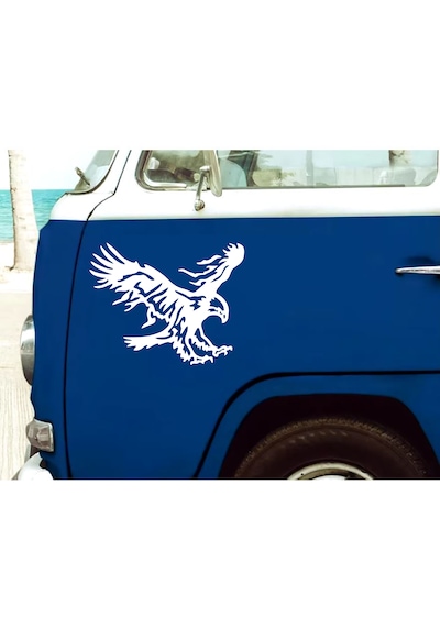 Sticker Dizayn Kartal Sticker - Eagle Beşiktaş Kanatlı Uçan Kartal Sticker - Araba Oto Motosiklet Karavan Cam Sticker - 00326 60x47 Cm