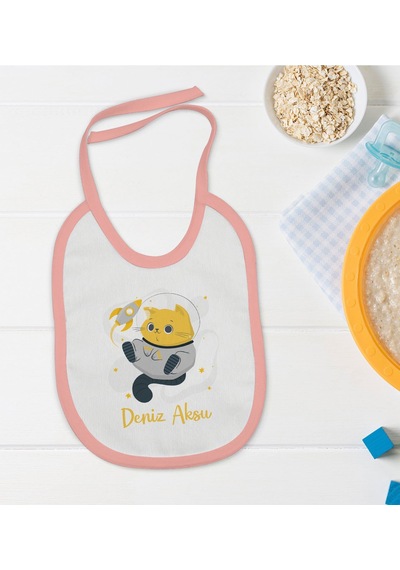 BK Kids Kişiye Özel Pembe Bebek Mama Önlüğü - Model 194 Pembe