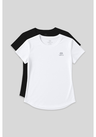Tommylife Standart Kalıp O Yaka 2li Paket Siyah-beyaz Kadın T-shirt - 97144 Siyah-beyaz