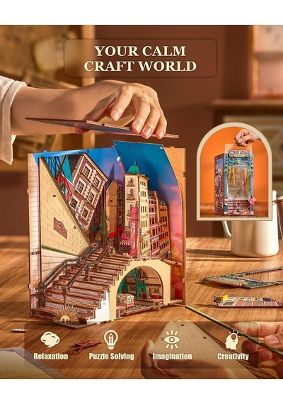 Rolife Tgb13 Street Scene Kitap Köşesi Book Nook Dıy Minyatür Maket Model Seti Mini Dollhouse 3d Model Kit Detaylı Dekoratif Hobi Seti 3d Puzzle Tiny