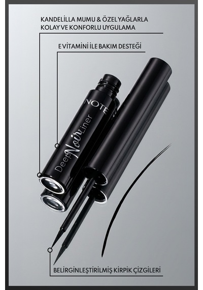 Note Deep Noir Liner Uzun Süre Kalıcı Likit Dipliner Siyah