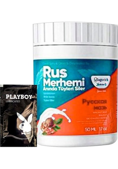 Playboy Turquoise Ceviz & Ceviz Sütü Rus Merhemi 50 Ml Tüy Dökücü Krem + 1 Armağan Jel