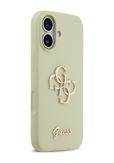 Apple Uyumlu iPhone 17  Kılıf Guess Lisanslı Grained Yazı Logolu Kapak Yeşil Yeşil