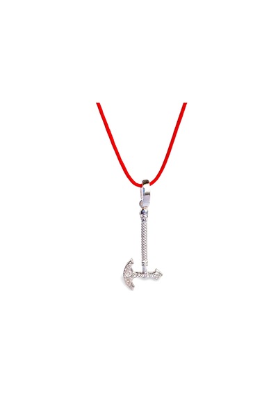 925 Ayar Gümüş Kırmızı İp Viking Balta Tasarım Kadın Choker Kolye Gümüş