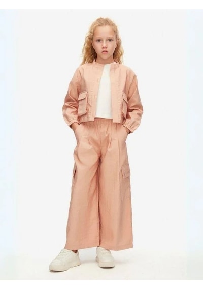 Nk Kids Kız Çocuk Rose Düğmeli Ceket-15552 Pudra