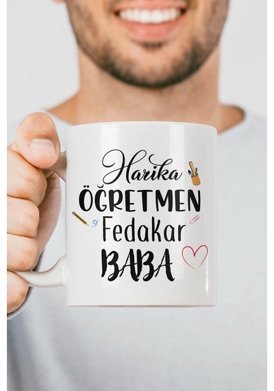 Öğretmen Babaya Hediye Esprili Kupa Bardak Renkli