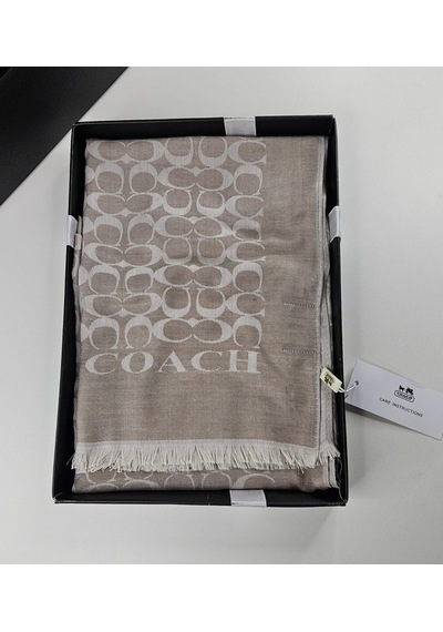 C Desen Yün İpek Şal İnce Kumaş Çift Taraflı Silk Scarfs Bej