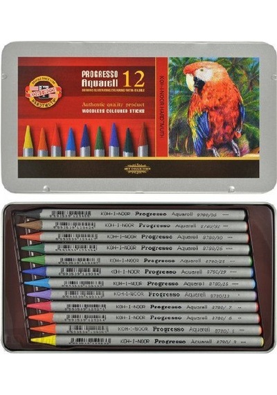 Koh-i-noor Progresso Aquarell Woodless Coloured Pencil Set 12li