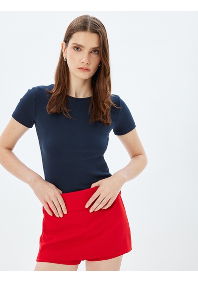 Koton Basic Fitilli Tişört Kısa Kollu Bisiklet Yaka Pamuklu Slim Fit Lacivert 5wak50089ek Lacivert Koton Basic Fitilli Tişört Kısa Kollu Bisiklet Yaka Pamuklu Slim Fit Lacivert 5wak50089ek Lacivert