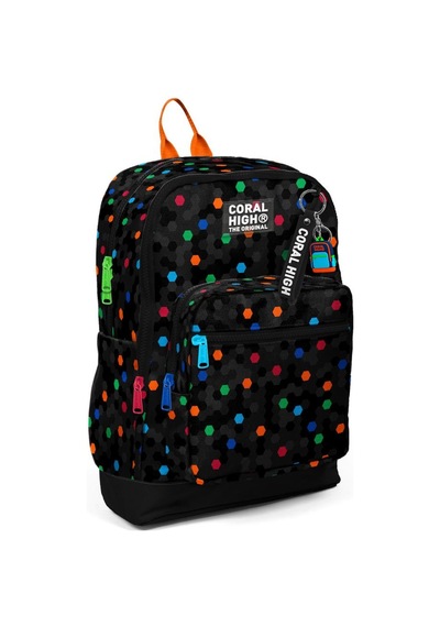 Coral High Kids Siyah Renkli Petek Desenli 3 Lü Okul Çanta Seti Set0133210 Çok Renkli