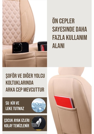 Chevrolet Hhr Yarı Deri Oto Koltuk Kılıfı Bej Petra Serisi