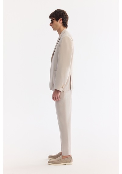 Avva Erkek Bej Mono Yaka Astarsız Soft Touch Comfort Fit Ceket A61y4017