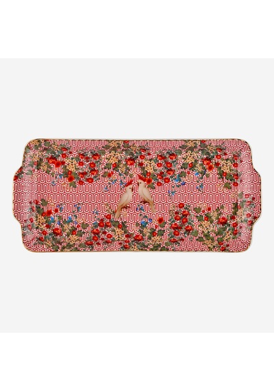 Kırmızı Porselen Tepsi 35x15,6x2,6 Cm