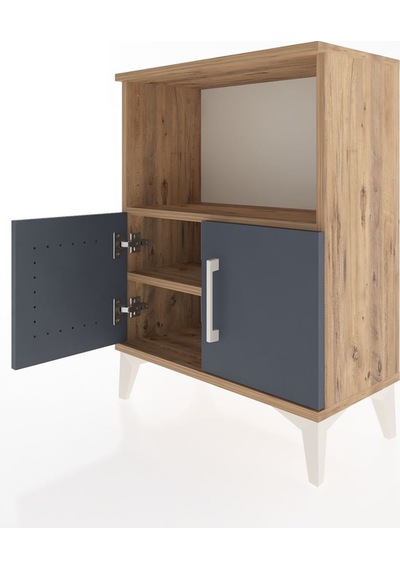 Arges Komodin Tek Raflı Tek Çekmeceli 60x30x80 Çam-antrasit Çam