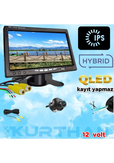 7inç Qled Ips Monitör + 1 Adet 19 Mm Mini Ultra Araç Kamerası 12v