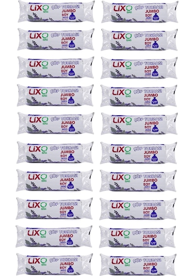 Lixo J-650 Jumbo Boy Çöp Torbası 80 x 110 CM 10'lu Rulo 20 Paket 200 Adet