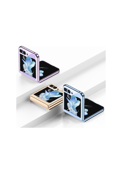 Samsung Uyumlu Galaxy Z Flip 5 Kılıf Zore Kıpta Lensli Kapak Mor