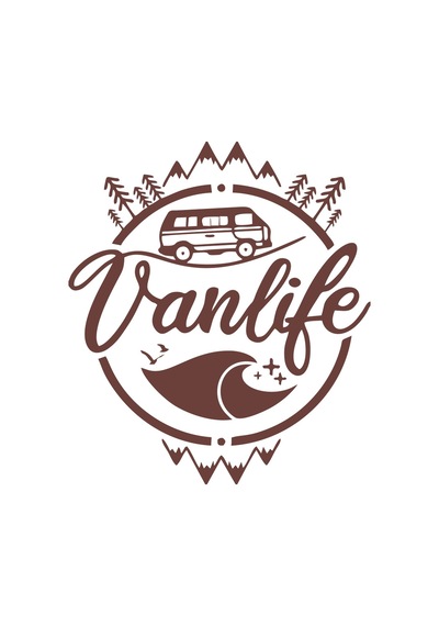 Vanlife Karavan Sticker 17x17 Cm Kahverengi