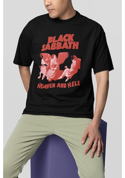 Black Sabbath Heaven And Hell Müzik Grubu Baskılı Unisex Tişört, Siyah