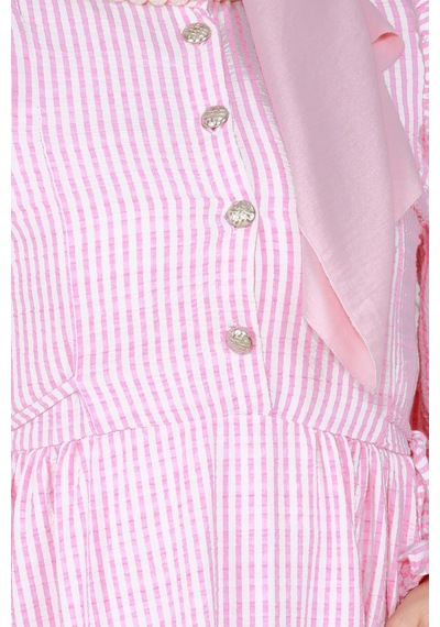 Sevitli Pötükare Fırfır Detaylı Eda Elbise-pembe-4036-pembe Pembe