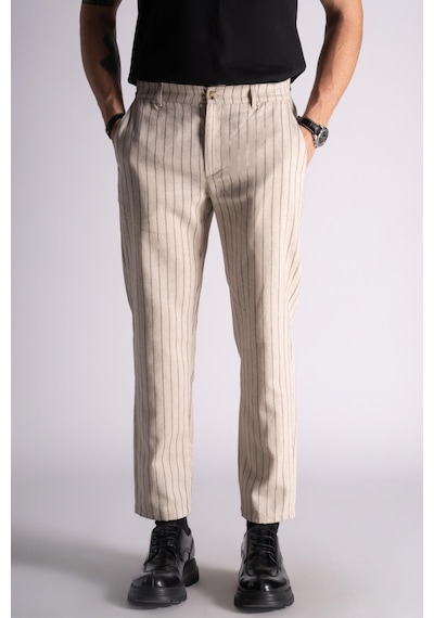 Braccas Beli Yarım Lastikli Slim Fit Chino Çizgili Crop Pantolon Bej Çizgili Bej Çizgili Bej Braccas Beli Yarım Lastikli Slim Fit Chino Çizgili Crop Pantolon Bej Çizgili Bej Çizgili Bej