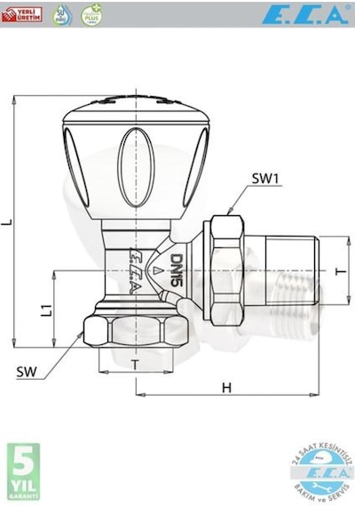 Eca 1/2 Köşe Radyatör Valfi Petek Havlupan Vanası 2 Adet Rv3 602120641
