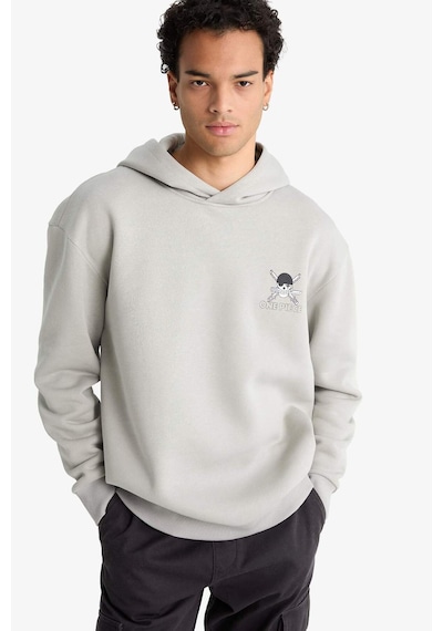 Defacto One Piece Boxy Fit Kapüşonlu Sırt Baskılı Sweatshirt E9297ax25augr454 Gri