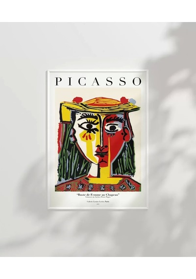 Çerçevesiz Poster Pablo Picasso Şapkalı Kadın Büstü