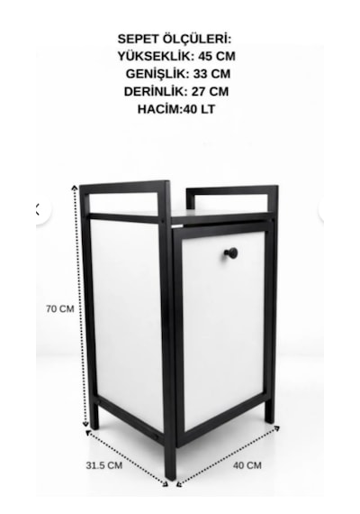 Kapaklı Çamaşır Sepeti & Banyo Düzenleyici Dolap Metal Ayaklı Modern Kirli Sepeti Organizer Beyaz