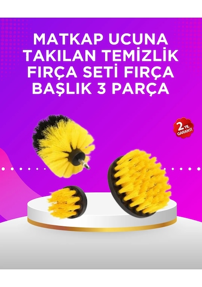 Matkap Ucu Temizlik Fırçası Seti Banyo Fayans Zemin İçin Sarı