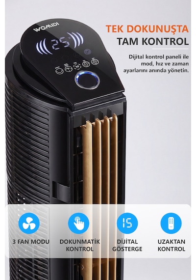 60w Sessiz Pervanesiz Kule Tipi Vantilatör Serinletici Dikey Uzaktan Kumandalı Aromaterapi Zaman Ayarlı
