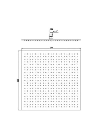 Ankastre Duş Başlığı Borulu Kare Slim Metal 50x50 Cm Tavandan Kdb101-ktd111