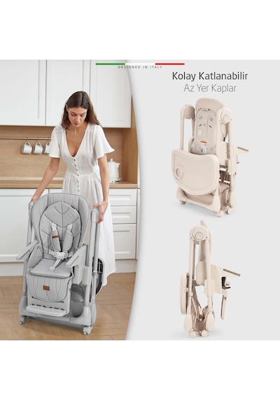 Elele Cibo 2in1 Katlanabilir Bebek Mama Sandalyesi Çift Pedli 0+ Ay Yeşil