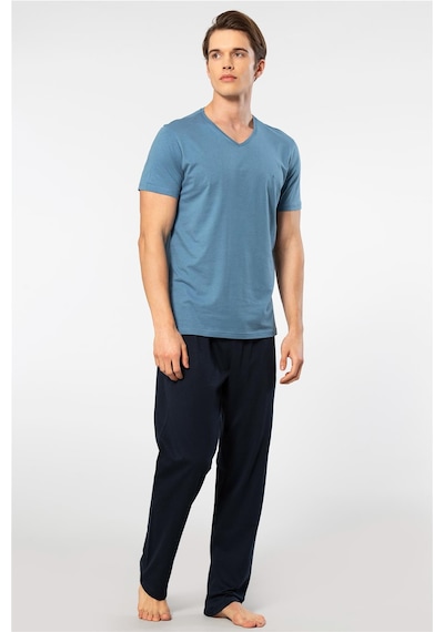 Cacharel 2192 Erkek Kısa Kollu V Yaka Pijama Takımı-indigo İndigo