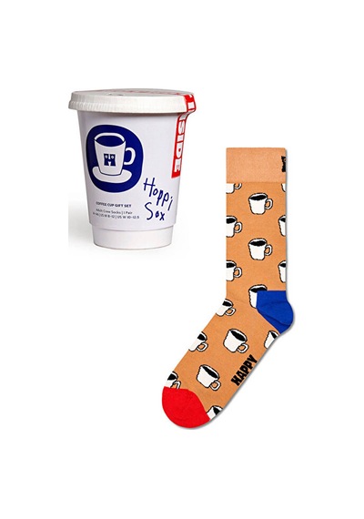 Happy Socks Turuncu Erkek Desenli Çorap 1-pack Coffee Cup Gift Set Beyaz
