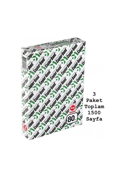 Copier Bond A4 Fotokopi Kağıdı 3 Paket 500 Yaprak X 3 Toplam 1500 Yaprak Genel