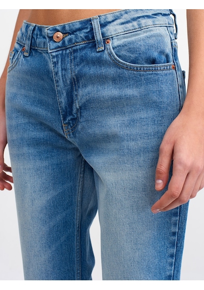 Dilvin Düşükbel Comfort Likra Denim Pantolon 101a71440 Koyu Mavi