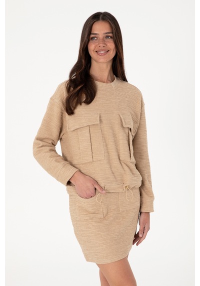 U.S. Polo Assn. Kadın Kum Bisiklet Yaka Sweatshırt 50292442-VR085