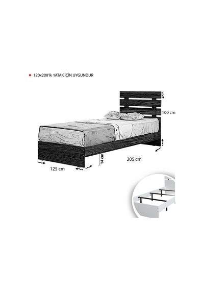 Pasifichome Huga Tek Kişilik Beyaz Ahşap Karyola / 120X200Cm Başlıklı Karyola