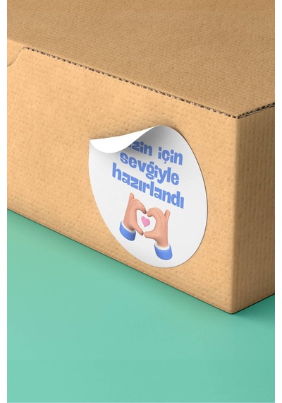 Sevgiyle Hazırlandı Mavi Sticker 3x3cm St2269 Çok Renkli