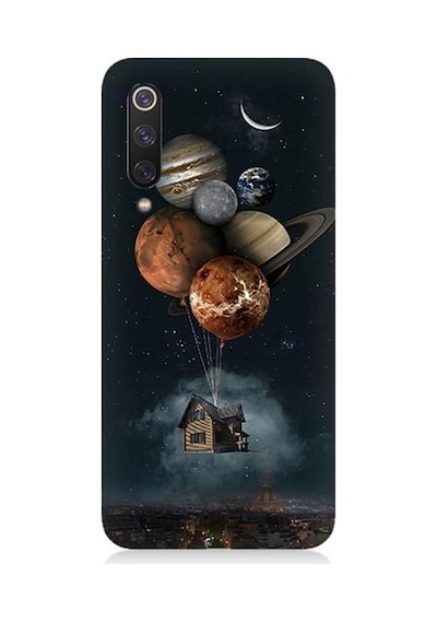 Xiaomi Mi 9 Se Uyumlu Uçan Ev Ve Gezegenler Desenli Silikon Kılıf