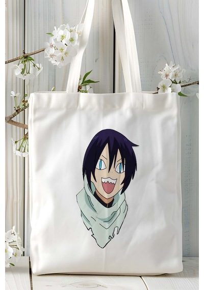 Art Hediye Noragami Beyaz Baskılı Bez Omuz Çantası Kişiye Özel Model 3 Çok Renkli
