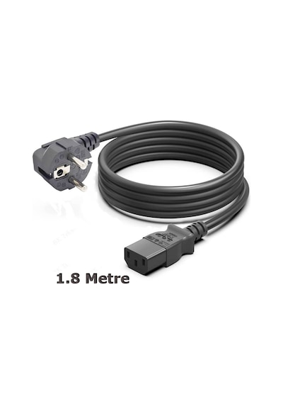 C13 Power Kablo Standart Kasa Monitör Elektrik Güç Kablosu 1.8 mt