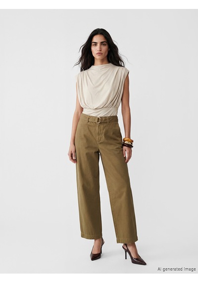 Lcw Vision Bej Dik Yaka Büzgülü Bluz Mock Neck Ruched Blouse