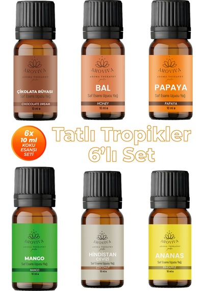 Tatlı Tropikler 6'lı Set Oda Kokusu Esansı - Kremalı & Egzotik 6x10ml Karışık